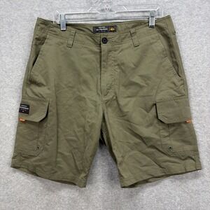 Quiksilver Waterman Shorts Mens 33 Army Green Cargo Hiking Camping Outdoor Trail